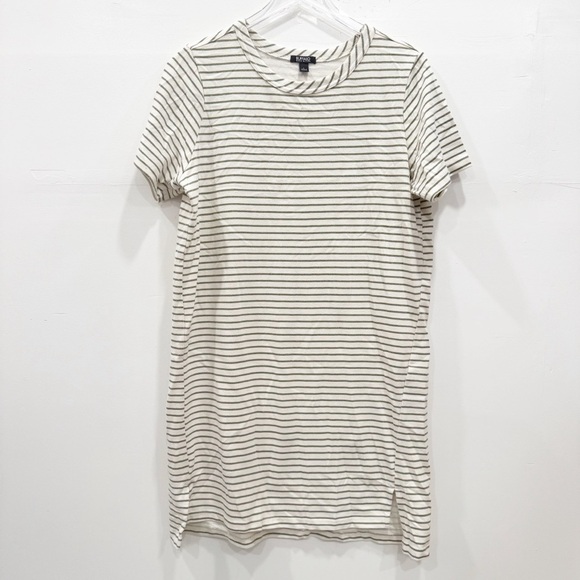 Buffalo David Bitton Green Stripe T-Shirt Dress Short Sleeve Cotton Blend Large - Picture 1 of 6